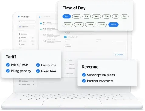 Tecnología white label para operar redes de carga eléctrica con control, tarifas y monitoreo en tiempo real