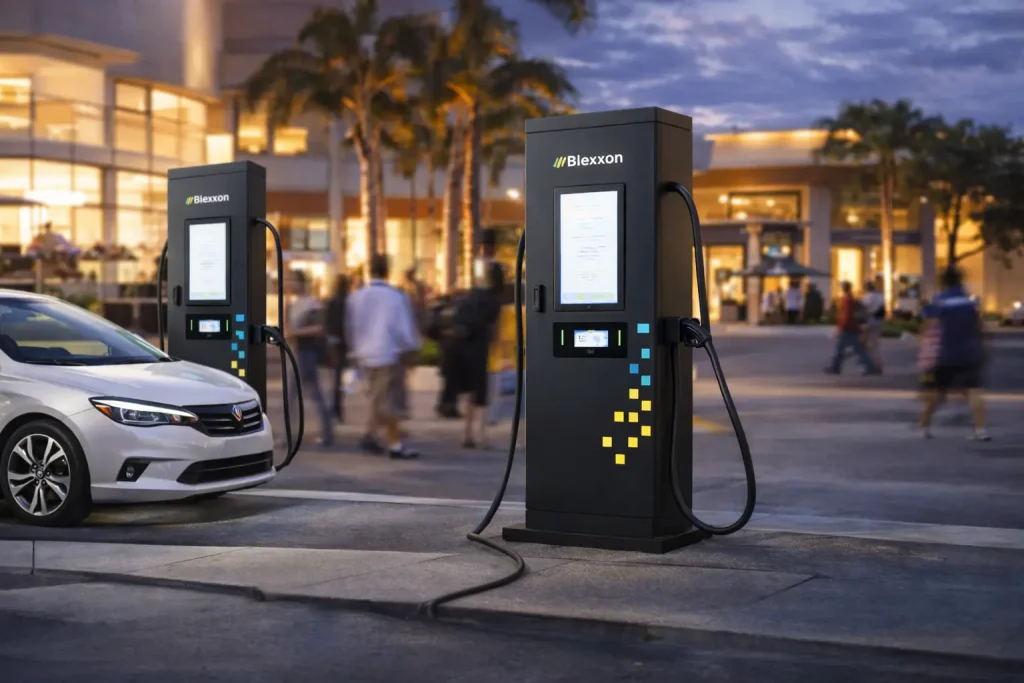 Estaciones de carga eléctrica en plazas comerciales y centros de alto tráfico