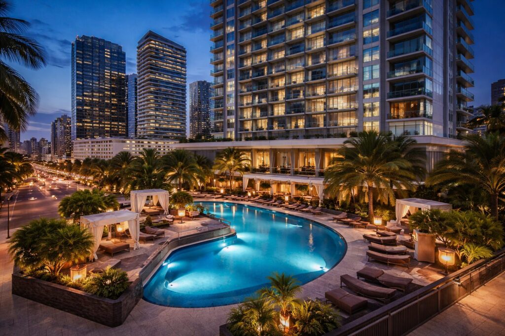 Hotel urbano con cargadores para autos eléctricos como servicio adicional para huéspedes