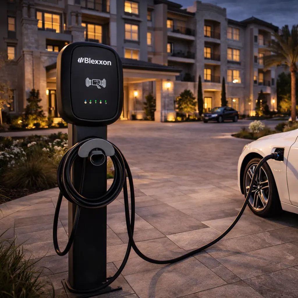 cargador para autos eléctricos en desarrollo residencial premium con carga lenta