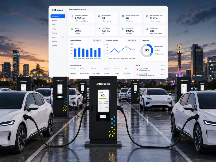 Estación de carga para flotillas eléctricas Blexxon en México